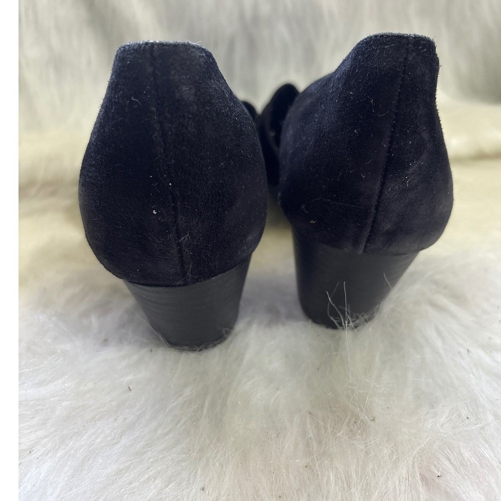 Eileen Fisher Black Suede Pointed Toe Block Heel Elastic Flats - Women's - Picture 4 of 6